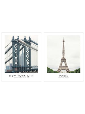 Постер Манхеттенського мосту та Ейфелевої вежі, 40х50 см  | 6689344