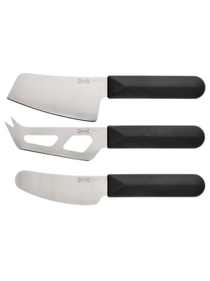 Набір ножів для сиру з 3 шт. нержавіюча сталь/чорний | 6689506
