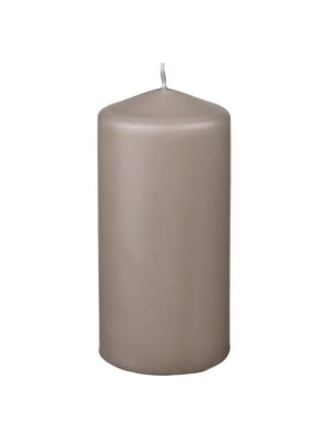 Блочна свічка без запаху темно-сіро-бежева 14 см | 6689543
