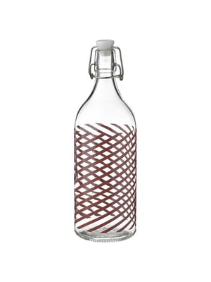 Пляшка з кришкою, смугасте/сіро-рожеве прозоре скло, 1 рік  | 6689581
