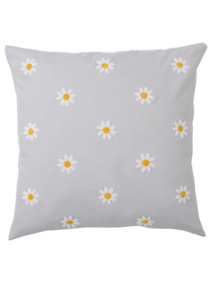 Чохол на подушку квітковий візерунок сірий/білий 50х50 см | 6690260