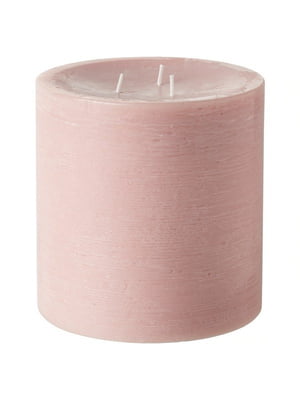 Свічка без запаху 3 ґноти ніжно-рожевий 14 см | 6690344