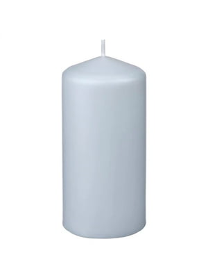 Блочна свічка без запаху світло-сіро-блакитна 14 см | 6690352