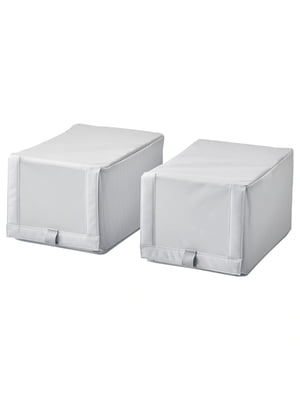 Коробка для взуття тканина в смужку/білий/сірий 23х34х19 см | 6690653