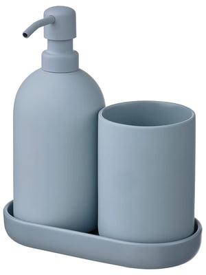 Комплект для ванної кімнати набір 3 шт. світло-сірий та блакитний | 6691500