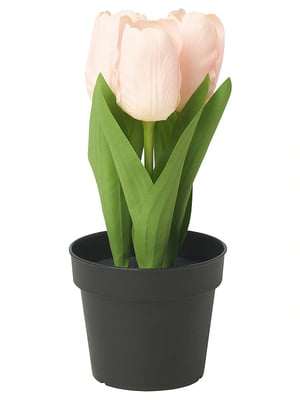 Штучна рослина в горщику кімнатна/вулична/Тюльпан рожевий 9 см | 6691553