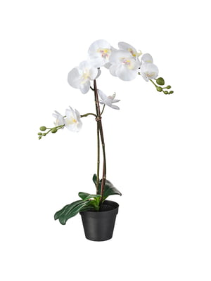 Штучна рослина в горщику біла орхідея, 12 см  | 6691964