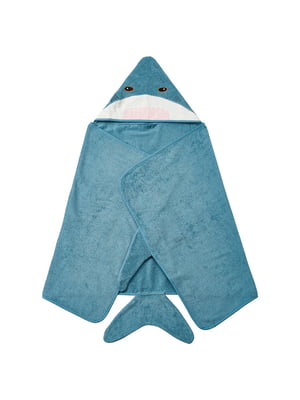 Рушник акула з капюшоном/блакитно-сірий 70х140 см | 6692584