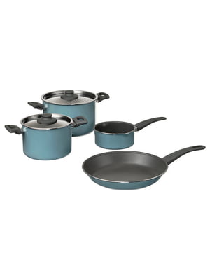 Набір столового посуду 4 предмети сірий/синій | 6692653