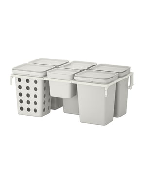 Контейнер для сортування сміття для вентильованих кухонних ящиків METOD/світло-сірий 53 л | 6692728