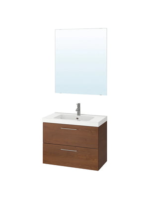 Меблі для ванної кімнати набір з 4 шт. ефект шпону коричневого кольору/змішувач Dalskar 83х49х64 см | 6692729