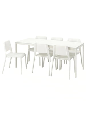 / TEODORES Стіл та 6 стільців, білий/білий, 120/180 см  | 6692811