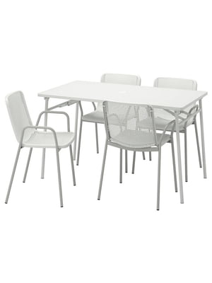 Стіл+4 крісла відкритий білий/білий/сірий 130 см | 6692828