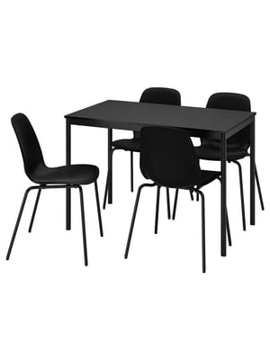 / LIDAS Стіл та 4 стільці, чорний/чорний/чорний/чорний, 110х67 см  | 6692849