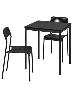 / ADDE Стіл та 2 стільці, чорний/чорний, 67х67 см  | 6692972