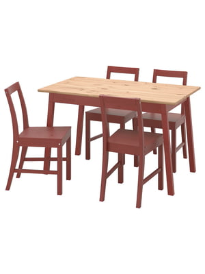 / PINNTORP Стіл і 4 стільці, фарбований світло-коричневий червоний вітраж/червоний вітраж, 125 см  | 6692999