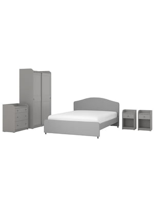 Комплект меблів для спальні, 5 предметів, Vissle сірий, 140х200 см  | 6693000