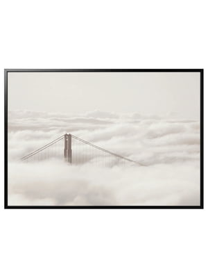 Картина з рамкою міст і хмари/чорна 200х140 см | 6693035
