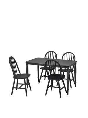 / SKOGSTA Стіл та 4 стільці, чорний/чорний, 130 см  | 6693043