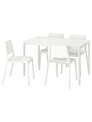 / TEODORES Стіл та 4 стільці білого кольору, 125 см  | 6693064