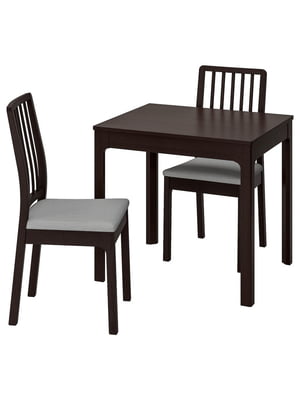 / EKEDALEN Стіл і 2 стільці, темно-коричневий/Orrsta світло-сірий, 80/120 см  | 6693074