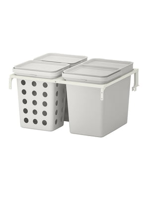 Контейнер для сортування сміття для вентильованих кухонних ящиків METOD/світло-сірий 42 л | 6693079