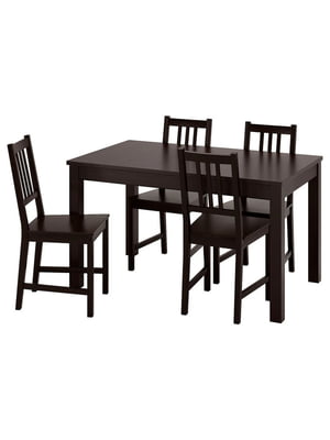 Стіл та 4 стільці коричневий/чорно коричневий 130/190х80 см | 6693160