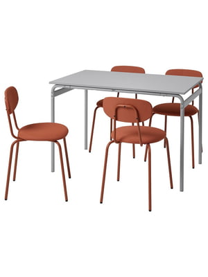 Стіл і 4 стільці сірий/Remmarn червоно-коричневий 110 см | 6693182
