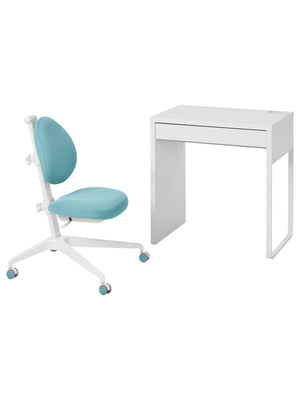 Письмовий стіл і стілець білий/бірюзовий | 6693186