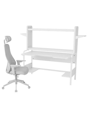 Ігровий стіл і стілець білий/світло-сірий | 6693202