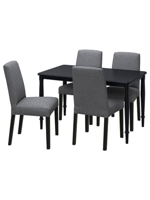 Стіл і 4 стільці чорний/Gunnared середньо-сірий 130 см | 6693203