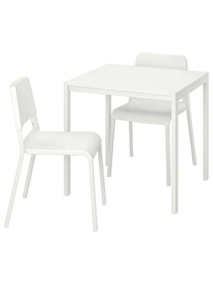 Стіл і 2 стільці білий/білий 75х75 см | 6693231