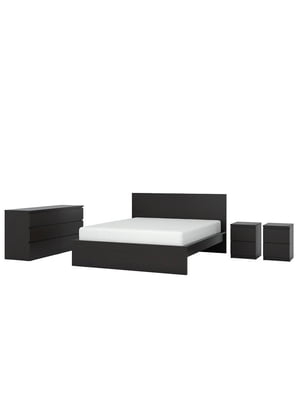 Комплект меблів для спальні 4 од. чорно-коричневий 160х200 см | 6693326