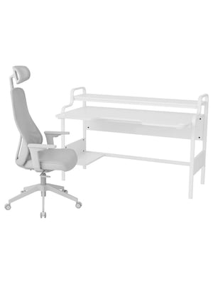Ігровий стіл і стілець білий/світло-сірий 74 см | 6693344