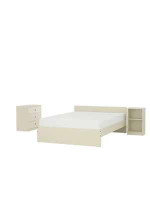 Комплект меблів для спальні 3 предмета світло-бежевий 140х200 см | 6693404