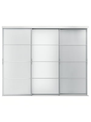 / SVARTISDAL Комбінація розсувних дверей, алюміній/білий папір, 301х240 см  | 6693416