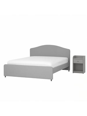 Меблі для спальні комплект 2 шт Vissle сірий 140х200 см | 6693452