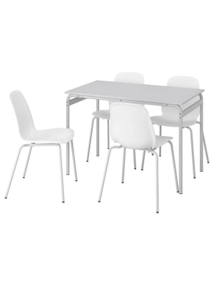Стіл та 4 стільці сірий/білий білий 110 см | 6693464