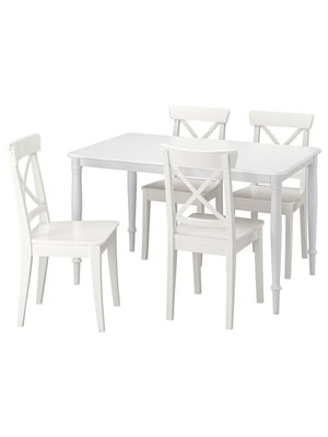 Стіл та 4 стільці білий/білий 130 см | 6693485