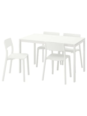 Стіл та 4 стільці білий/білий 125 см | 6693499