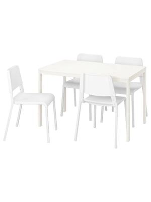 Стіл та 4 стільці білий/білий 120/180 см | 6693503