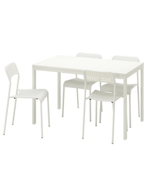 Стіл та 4 стільці білий/білий 120/180 см | 6693600