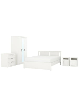 Комплект меблів для спальні 5 предметів білий 160х200 см | 6693602