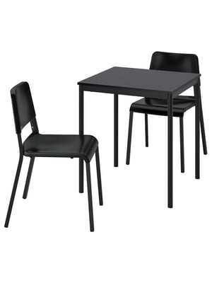 Стіл та 2 стільці чорний/чорний 67х67 см | 6693616