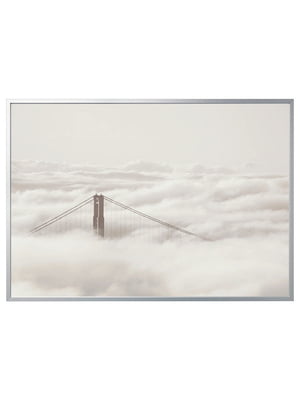 Картина з рамою міст і хмари/срібло 200х140 см | 6693638