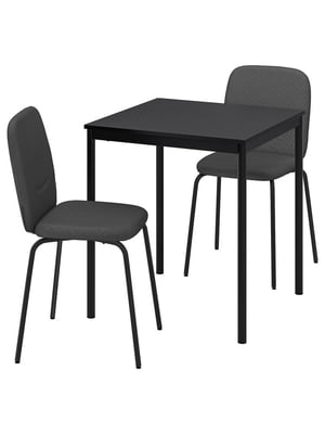 Стіл і 2 стільці чорний/чорний/Remmarn темно-сірий 67 см | 6693647