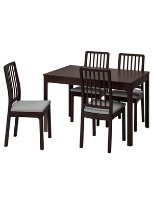 Стіл і 4 стільці темно-коричневий/Orrsta світло-сірий 120/180 см | 6693659