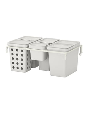 Контейнер для сортування сміття для вентильованих кухонних ящиків METOD/світло-сірий 55 л | 6693677