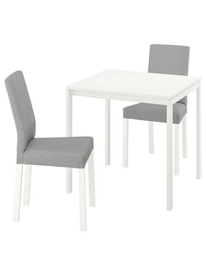 Стіл та 2 стільці білий/Кніса світло-сірий 75 см | 6693724