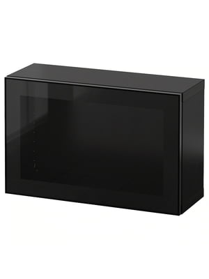 Комбінація настінних шаф, чорно-коричневий Glassvik/чорне прозоре скло, 60х22х38 см  | 6693730
